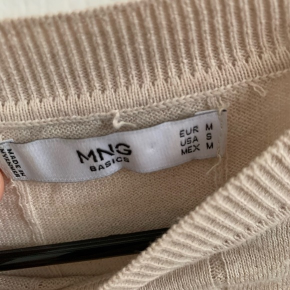 Mango basics ribbed beige cream sweater knit shirt size small S - Picture 2 of 3